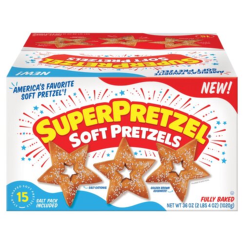 SuperPretzel Star-Shaped Soft Pretzels, 15 count, 36 oz