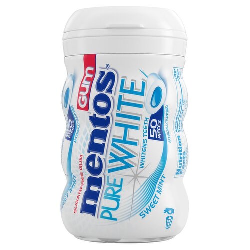 Mentos Pure White Sweet Mint Sugarfree Gum, 50 count