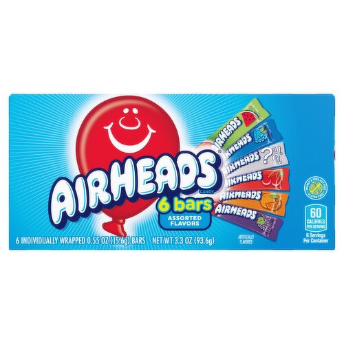 Airheads Assorted Flavors Candy, 0.55 oz, 6 count