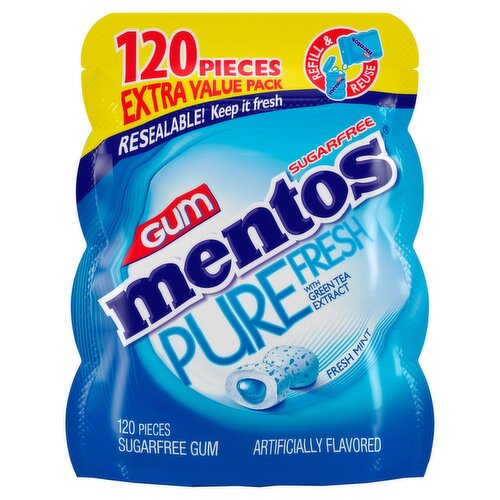 Mentos Pure Fresh Mint Sugarfree Gum Extra Value Pack, 120 count