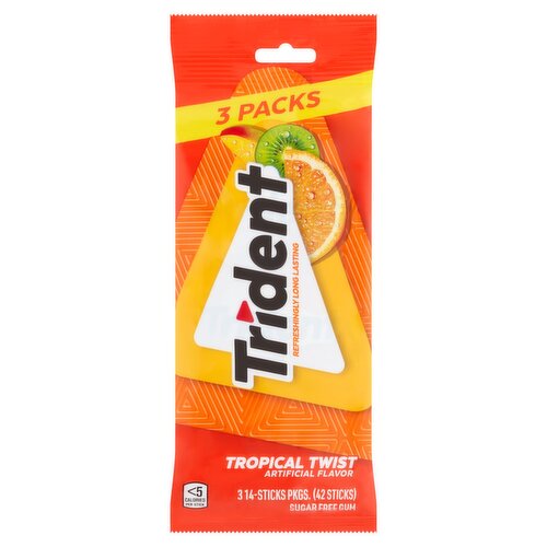 Trident Tropical Twist Sugar Free Gum, 42 count