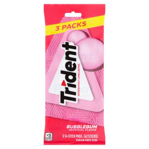 Trident Bubblegum Sugar Free Gum, 42 count