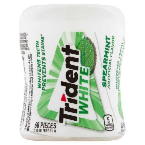 Trident White Spearmint Sugar Free Gum, 60 count