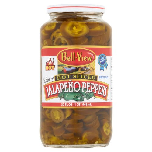 Bell-View Fancy Hot Sliced Jalapeño Peppers, 32 fl oz