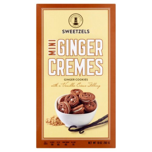 Sweetzels Mini Ginger Cremes Cookies with a Vanilla Crème Filling, 10 oz