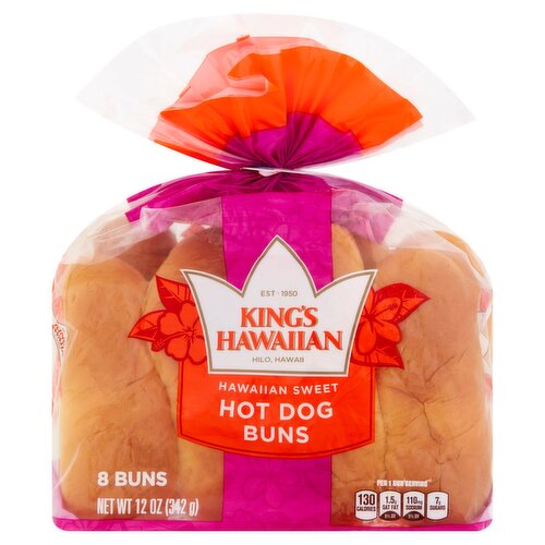 King's Hawaiian Hawaiian Sweet Hot Dog Buns, 8 count, 12 oz