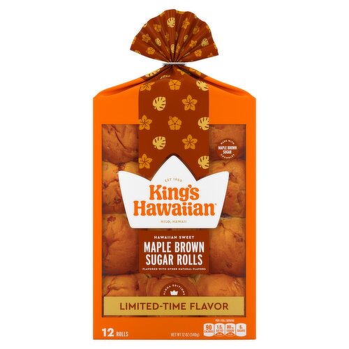 King's Hawaiian Aloha Editions Hawaiian Sweet Maple Brown Sugar Rolls, 12 count, 12 oz