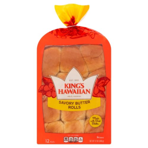 King's Hawaiian Savory Butter Rolls, 12 count, 12 oz