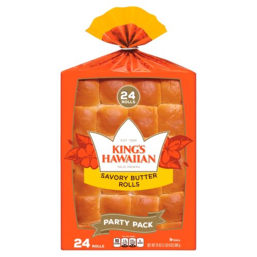 King's Hawaiian Savory Butter Rolls Party Pack, 24 count, 24 oz