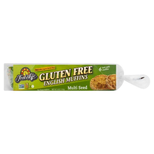 Food For Life Multi Seed Gluten Free English Muffins, 6 count, 18 oz