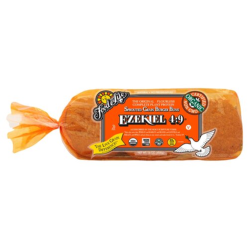 Food For Life Ezekiel 4:9 The Original Flourless Sprouted Grain Burger Buns, 16 oz