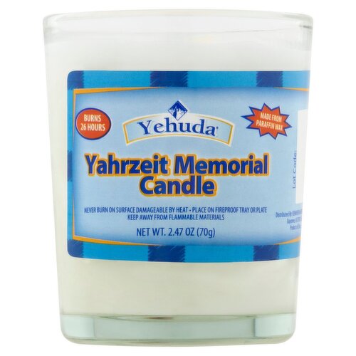 Yehuda Yahrzeit Memorial Candle, 2.47 oz