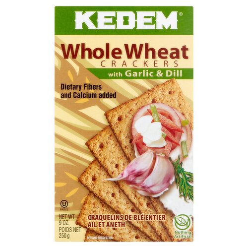 Kedem Whole Wheat with Garlic & Dill Crackers, 9 oz