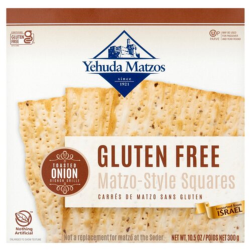 Yehuda Matzos Toasted Onion Gluten Free Matzo-Style Squares, 10.5 oz