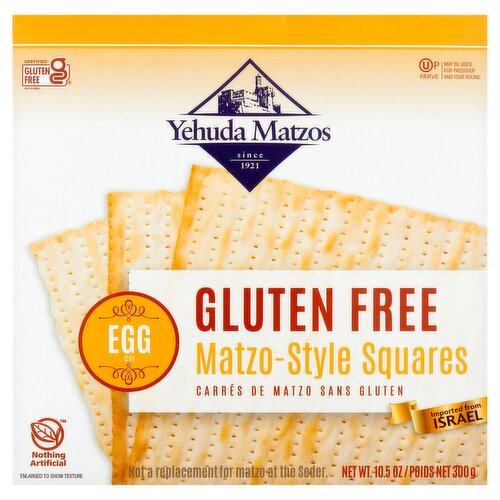 Yehuda Matzos Gluten Free Matzo-Style Squares, 10.5 oz