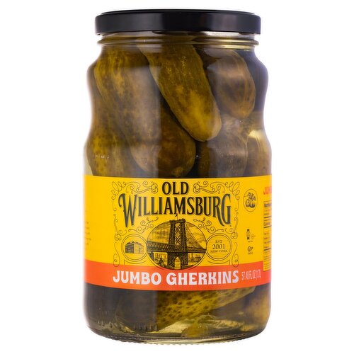 Old Williamsburg Jumbo Gherkins, 57.48 fl oz