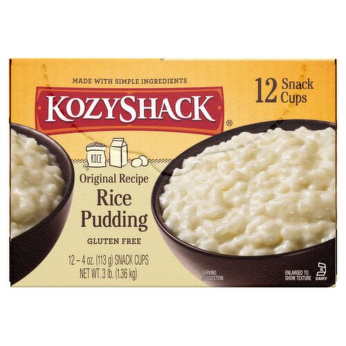 Kozy Shack Original Recipe Gluten Free Rice Pudding Snack Cups, 4 oz, 12 ct