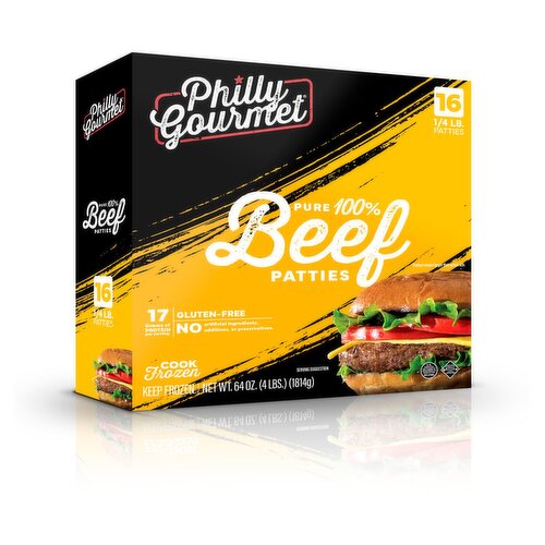 Philly Gourmet 100% Pure Beef Patties, 1/4 lb, 16 count