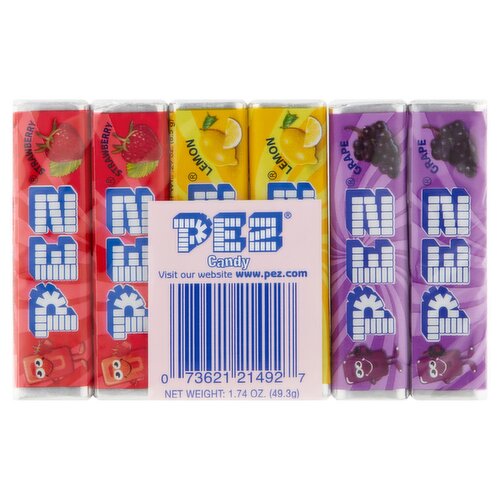 Pez Grape, Lemon, Strawberry Candy, 1.74 oz