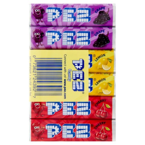 Pez Grape, Lemon and Cherry Candy, .29 oz, 6 count