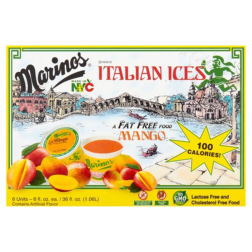 Marinos Mango Italian Ices, 6 fl oz, 6 count