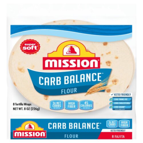 Mission Carb Balance Flour Fajita Tortilla Wraps, 8 count, 8 oz