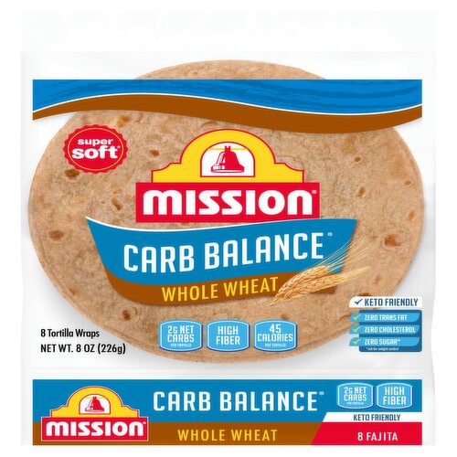 Mission Carb Balance Whole Wheat Fajita Tortilla Wraps, 8 count, 8 oz