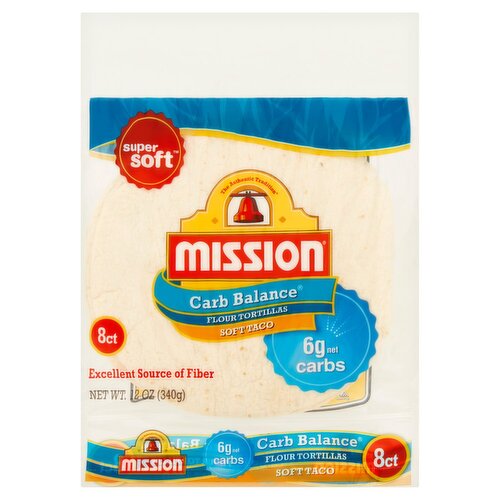 Mission Carb Balance Soft Taco Flour Tortillas, 8 count, 12 oz