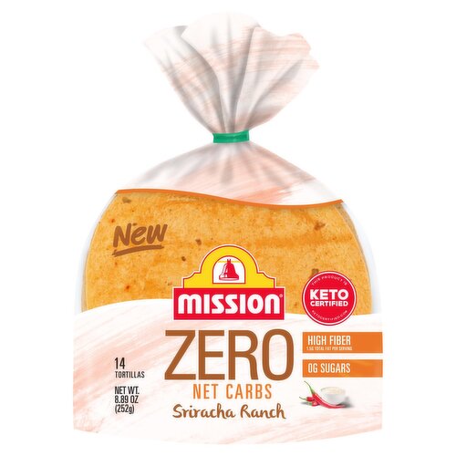 Mission Zero Net Carbs Sriracha Ranch Tortillas, 14 count, 8.89 oz