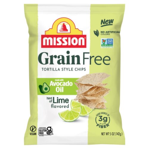 Mission Hint of Lime flavored Grain Free Tortilla Style Chips, 5 oz