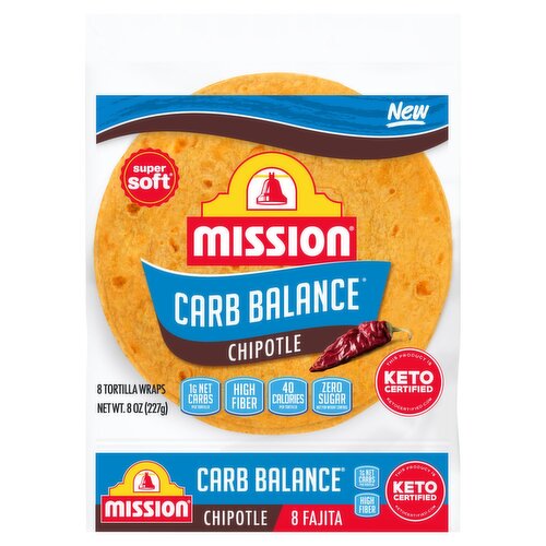 Mission Carb Balance Fajita Chipotle Tortilla Wraps, 8 count, 8 oz