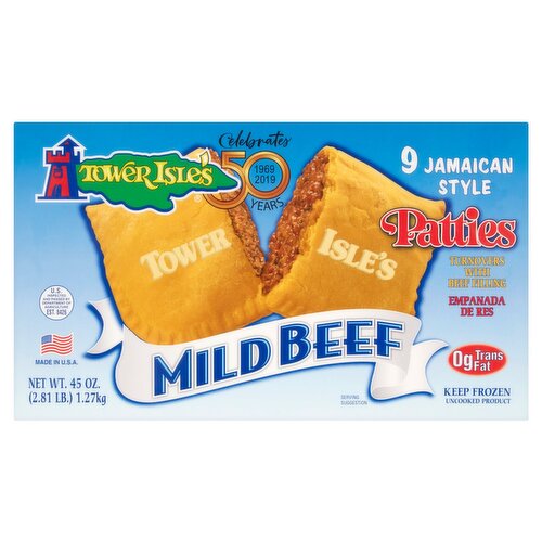 Tower Isle's Jamaican Style Mild Beef Patties, 9 count, 45 oz