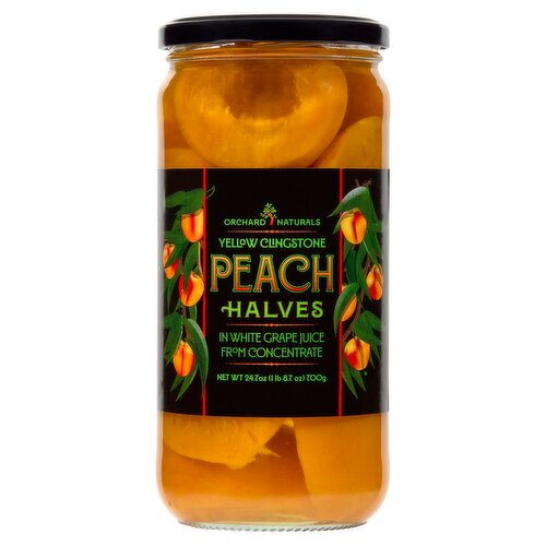 Orchard Naturals Yellow Clingstone Peach Halves in White Grape Juice from Concentrate, 24.7 oz