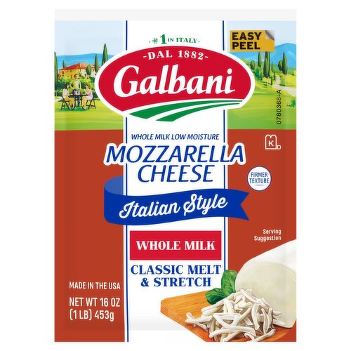 Galbani Italian Style Whole Milk Low Moisture Mozzarella Cheese, 16 oz