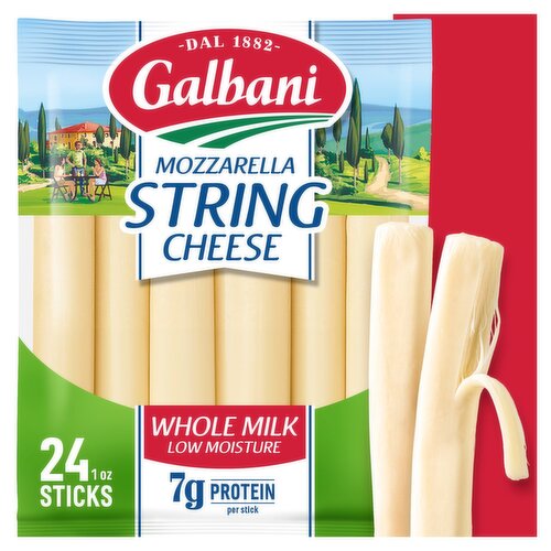 Galbani Whole Milk Low Moisture Mozzarella String Cheese, 24 count, 24 oz