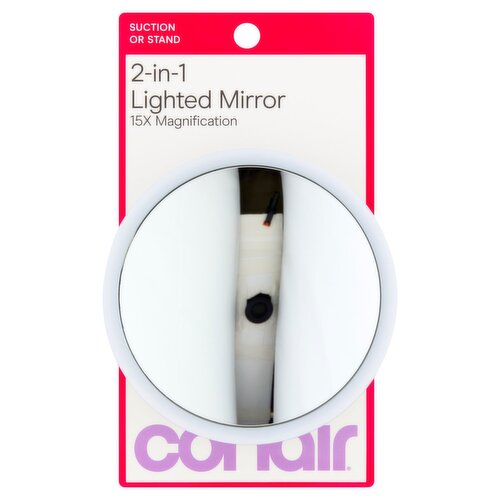Conair 15X Magnification 2-in-1 Lighted Mirror Suction or Stand