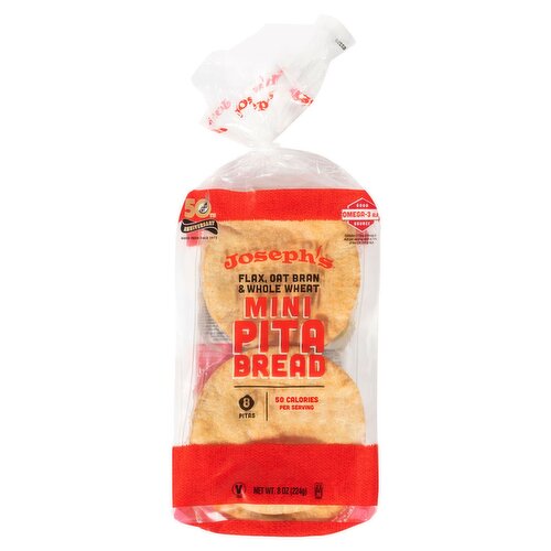 Joseph's Flax, Oat Bran & Whole Wheat Mini Pita Bread, 8 count, 8 oz