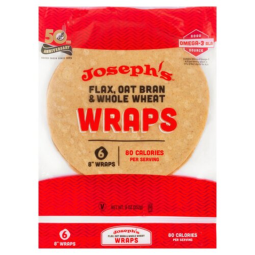 Joseph's Flax, Oat Bran & Whole Wheat 8" Wraps, 6 count, 9 oz