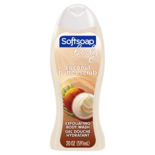 Softsoap Exfoliating Scrub Coconut Butter Scent Body Wash, 20 fl oz