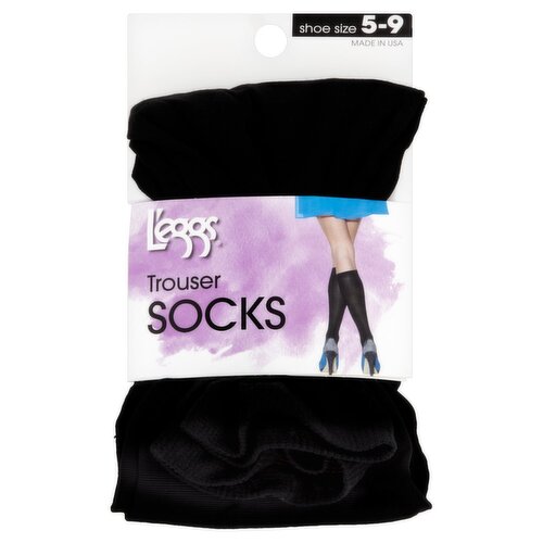 L'eggs Black Trouser Socks, Shoe Size 5-9