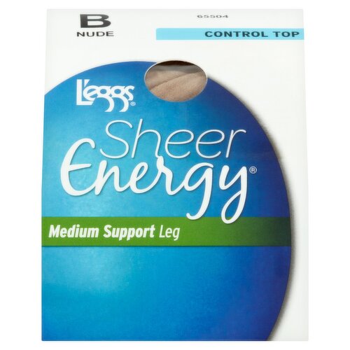 L'eggs Sheer Energy Medium Support Leg Nude 65504 Hosiery, Size B, 1 pair