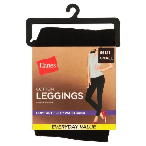 Hanes Black 96121 Cotton Leggings, Small