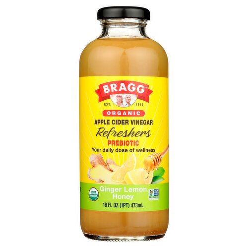 Bragg Organic Ginger Lemon Honey Probiotic Apple Cider Vinegar Refreshers, 16 fl oz