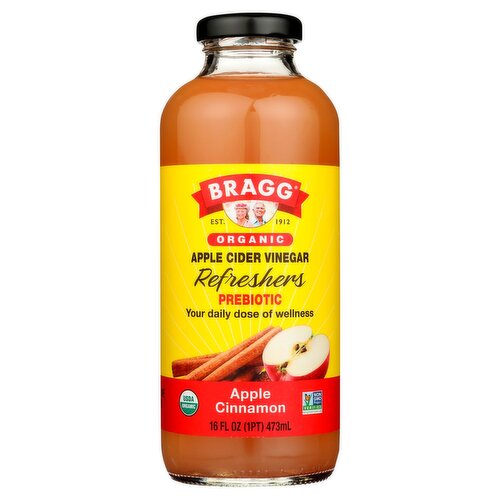 Bragg Organic Refreshers Prebiotic Apple Cinnamon Apple Cider Vinegar 16 fl oz Gourmet