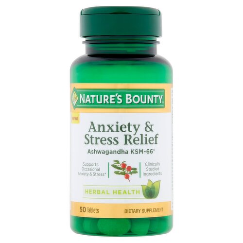 Nature's Bounty Ashwagandha KSM-66 Anxiety & Stress Relief Tablets, 50 count