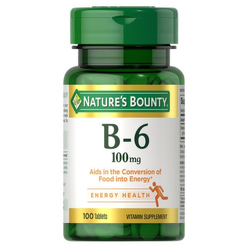 Nature's Bounty B-6 Vitamin Supplement, 100 mg, 100 count