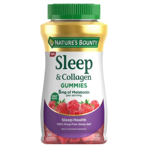 Nature's Bounty Sleep & Collagen Berry Flavored Gummies Dietary Supplement, 140 count