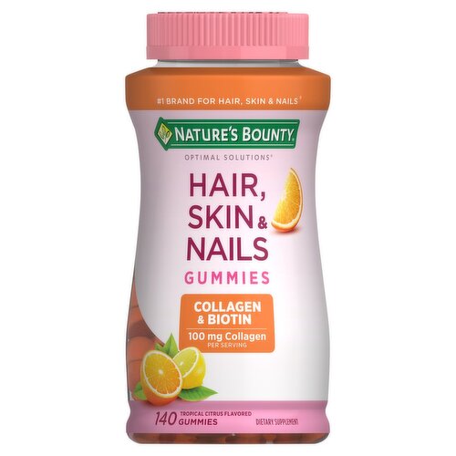 Nature's Bounty Optimal Solutions Collagen & Biotin Hair, Skin & Nails Dietary Supplement, 140 Count