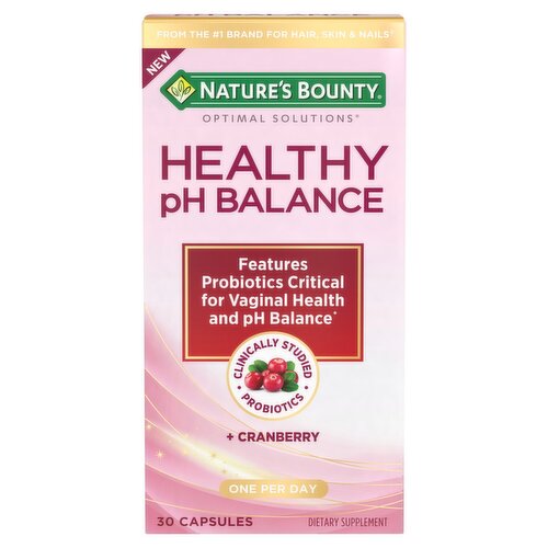 Nature's Bounty Optimal Solutions Healthy pH Balance + Cranberry Dietary Supplement, 30 count