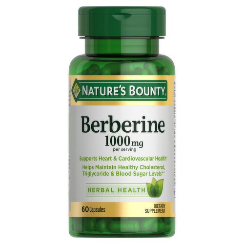 Nature's Bounty Herbal Health Berberine Dietary Supplement, 60 Count